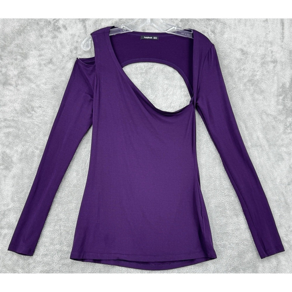 Patty Boutik Shirt Womens Medium Open Back Cutout Stretch Jersey Knit Bodycon